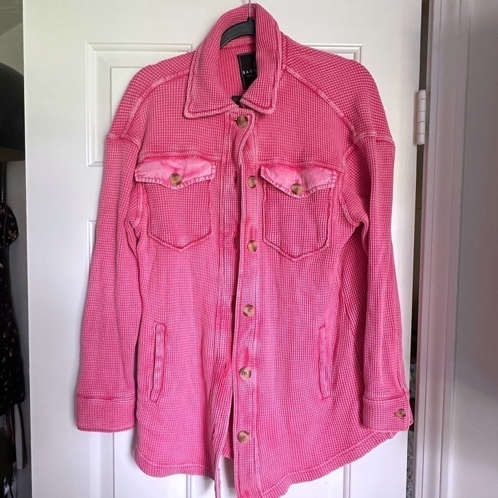 Hot pink ribbed shirt jacket - Picture 6 of 6
